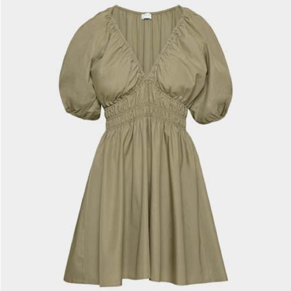 Wilfred Mason poplin dress - Stylish Olive Green Puff Sleeve Dress